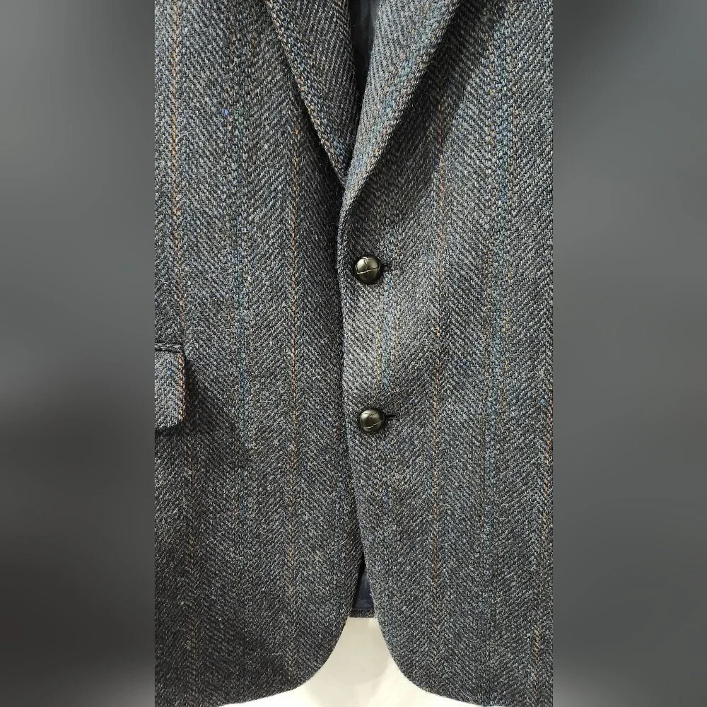 Members Only Gray Herringbone Wool Sport Coat Mens‎ Size 44L Blazer Jacket